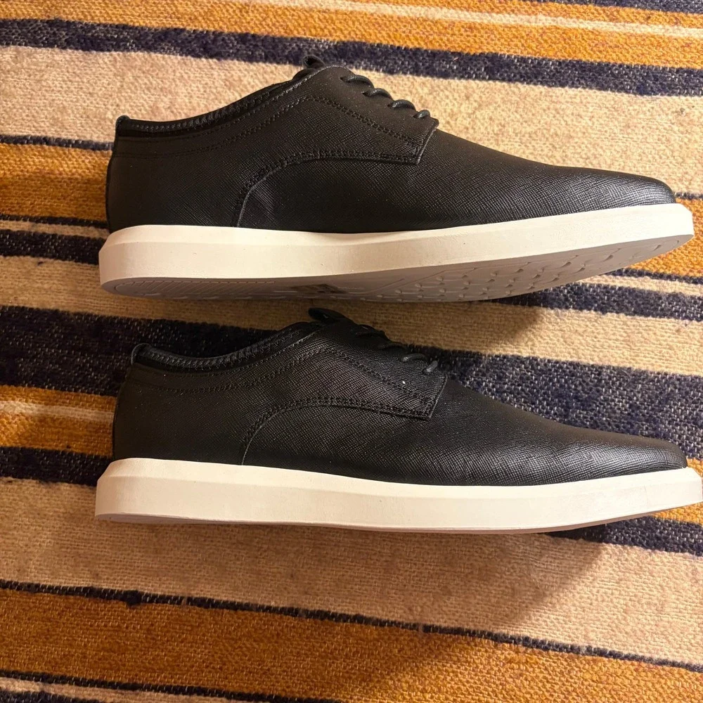 Call It Spring Colbert Oxford Sneakers 8 Black Vegan Leather Dress Shoes Hybrid